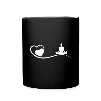 Herz und Yoga - (yo) - Tasse einfarbig - Schwarz - Vorne