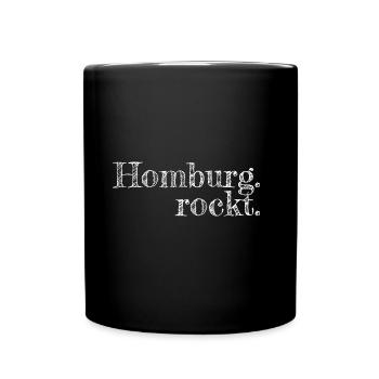 Homburg rockt - Textdesign mit Stadtnamen - Tasse einfarbig - Schwarz - Vorne