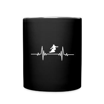Heartbeat snowboarders jump - Full Colour Mug - black - Front