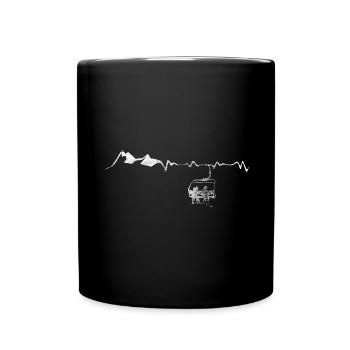 Heartbeat - Mountain - Snowboarding - (5) - Full Colour Mug - black - Front