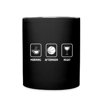 Morgens Nachts und Basketball - - Tasse einfarbig - Schwarz - Vorne