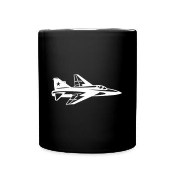 Kampfflugzeug - Tasse einfarbig - Schwarz - Vorne