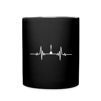 Herzschlag umgedrehte Dartnadel - Tasse einfarbig - Schwarz - Vorne