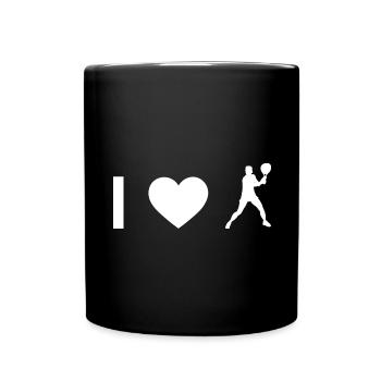 Ich Herz und Tennis - - Tasse einfarbig - Schwarz - Vorne