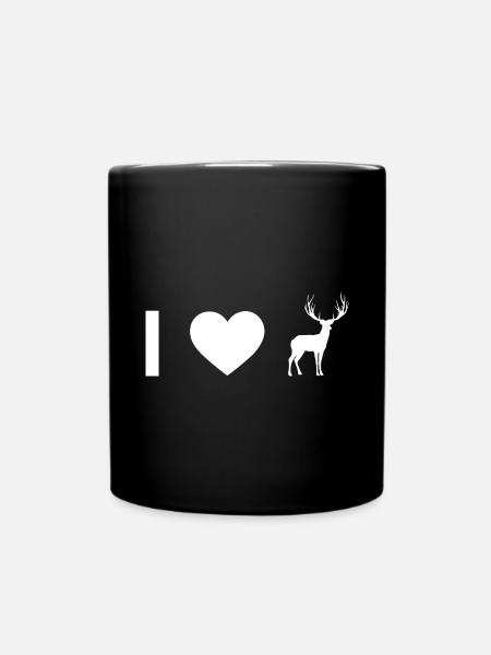 Ich Herz und Hirsch - - Tasse einfarbig - Schwarz