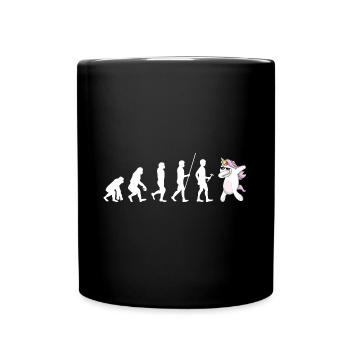 Einhorn Evolution - Tasse einfarbig - Schwarz - Vorne