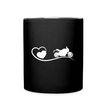 Herz und Motorrad - (MOTORRAD) - Tasse einfarbig - Schwarz - Vorne