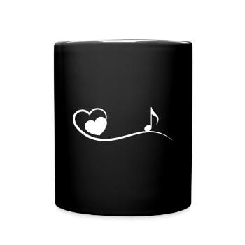 Herz und Musik - - Tasse einfarbig - Schwarz - Vorne