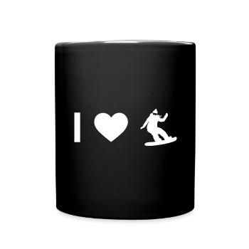 I heart and woman snowboarding - - Full Colour Mug - black - Front