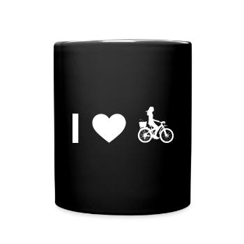 I heart and female cycling - - Full Colour Mug - black - Front