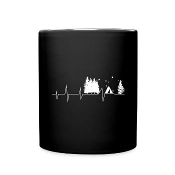 Herzschlag - Camping - (2) - Tasse einfarbig - Schwarz - Vorne