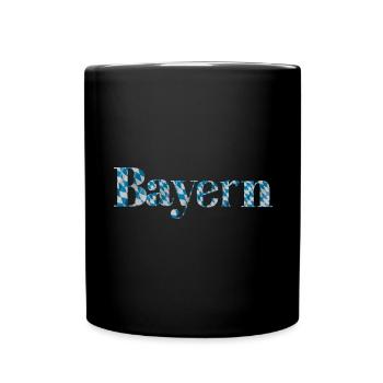Bayern Schriftzug blau weiß - Tasse einfarbig - Schwarz - Vorne