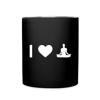 Ich Herz und Yoga - - Tasse einfarbig - Schwarz - Vorne