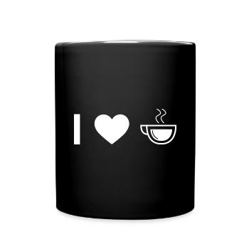 Ich Herz und Kaffee - - Tasse einfarbig - Schwarz - Vorne