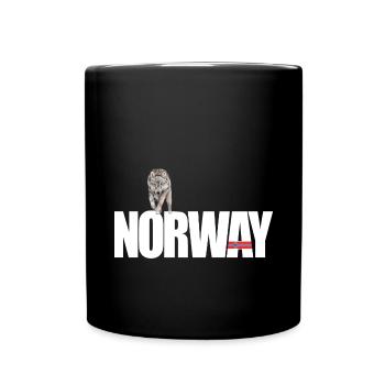 Norwegen mit Wolf - Tasse einfarbig - Schwarz - Vorne