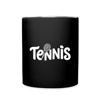 Tennis Retro Vintage Look Fan Artikel Deko - Tasse einfarbig - Schwarz - Vorne