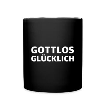 Gottlos glücklich | YouTube, lustige Sprüche - Tasse einfarbig - Schwarz - Vorne