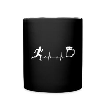 Heartbeat Beer and Running - (RU) - Full Colour Mug - black - Front