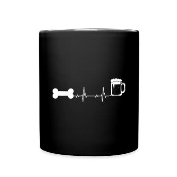 Heartbeat Bière et Chien - - Mug uni - noir - Devant