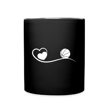 Heart and Basketball - (2) - Full Colour Mug - black - Front