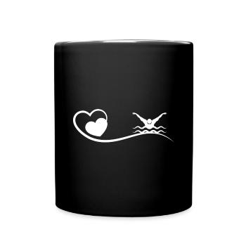 Heart and Swimming - - Full Colour Mug - black - Front