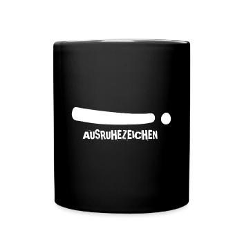 Ausruhezeichen lustiges liegendes Ausrufezeichen - Tasse einfarbig - Schwarz - Vorne