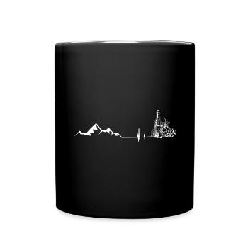 Wein - Herzschlag - Berg - (4) - Tasse einfarbig - Schwarz - Vorne