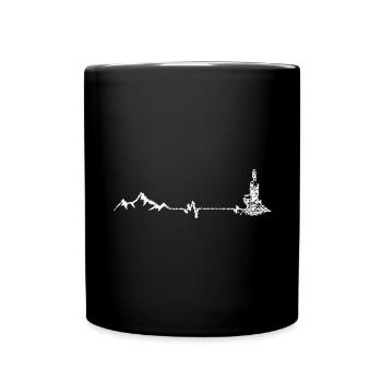 Herzschlag - Wein - Berg - (5) - Tasse einfarbig - Schwarz - Vorne