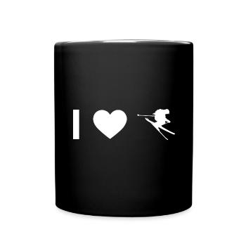 J’ai du cœur et le gars qui skie - - Mug uni - noir - Devant