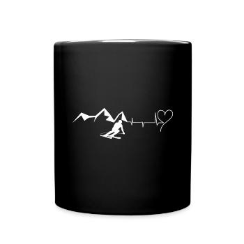 Heart - Heartbeat - Mountain - Skiing - Full Colour Mug - black - Front