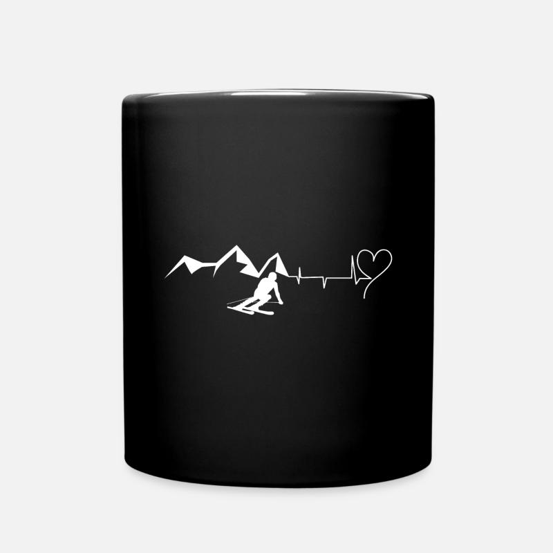 Herz - Herzschlag - Berg - Skifahren - Tasse einfarbig - Schwarz