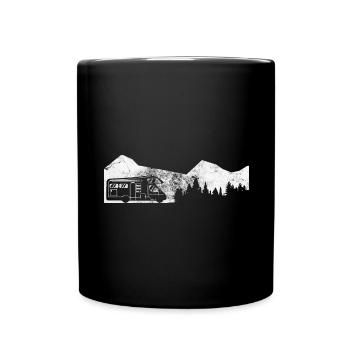 Berg - Bäume - Campingwagen - (2) - Tasse einfarbig - Schwarz - Vorne