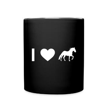 Ich Herz und Pferd - - Tasse einfarbig - Schwarz - Vorne