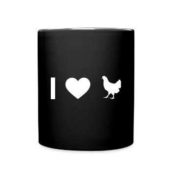 Ich Herz und Henne - - Tasse einfarbig - Schwarz - Vorne