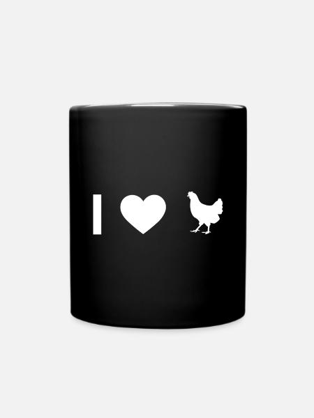 Ich Herz und Henne - - Tasse einfarbig - Schwarz