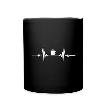 Heartbeat größerer Kaffee - Tasse einfarbig - Schwarz - Vorne