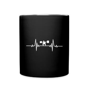 Heartbeat man lifting heavy weight - Full Colour Mug - black - Front