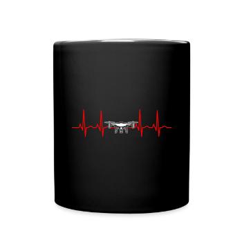 Herzschlag Drohne Drohnen - Tasse einfarbig - Schwarz - Vorne