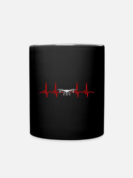 Herzschlag Drohne Drohnen - Tasse einfarbig - Schwarz