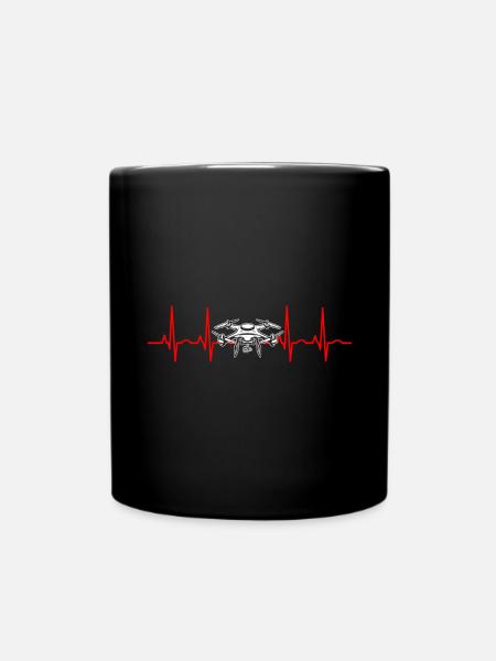 Herzschlag Drohne Drohnen - Tasse einfarbig - Schwarz