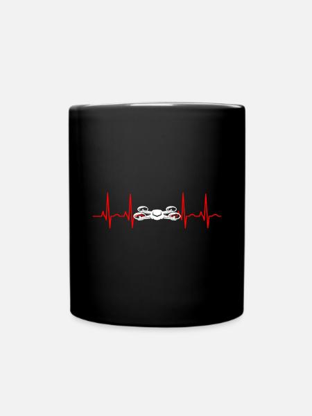 Herzschlag Drohne Drohnen - Tasse einfarbig - Schwarz