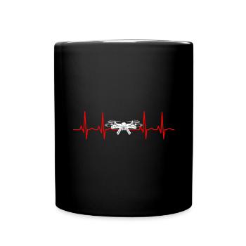 Herzschlag Drohne Drohnen - Tasse einfarbig - Schwarz - Vorne