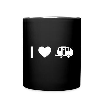 I Heart and Camping Caravan - - Full Colour Mug - black - Front