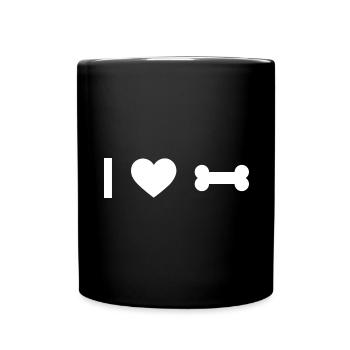 Ich Herz und Hundeknochen - - Tasse einfarbig - Schwarz - Vorne