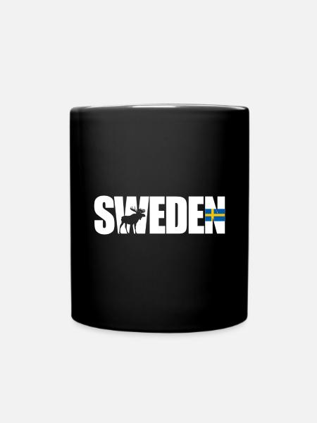 Schweden mit Elch und Flagge - Tasse einfarbig - Schwarz