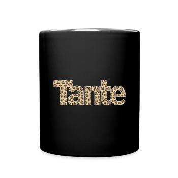 Tante Leopard Liebe Cool Spaß Familie - Tasse einfarbig - Schwarz - Vorne