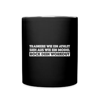 Trainiere wie ein Athlet sie aus wie ein Model - Tasse einfarbig - Schwarz - Vorne