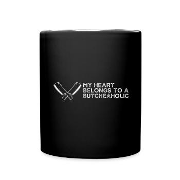 My heart belongs to a kitchen knife knife fan - Full Colour Mug - black - Front