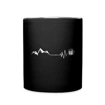Bier - Herzschlag - Berg - (10) Bier - Herzschlag - Tasse einfarbig - Schwarz - Vorne