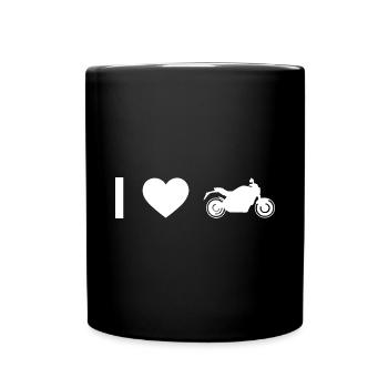 Ich Herz und Motorrad - - Tasse einfarbig - Schwarz - Vorne